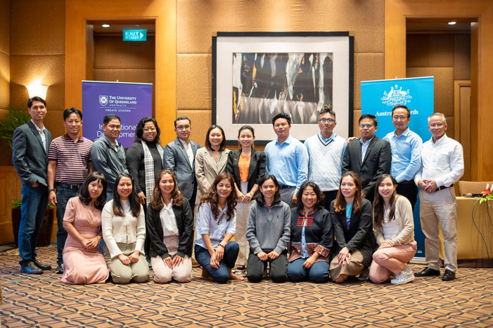 Australia Awards Myanmar group photo of participants with Title 'Responding to the Climate Change Challenge'