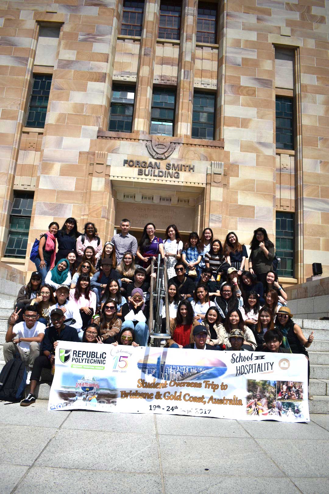 Students outside Forgan Smith Building