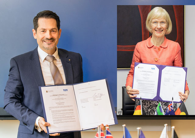 UQ Vice-Chancellor Professor Terry & TUM President Professor Thomas F. Hofmann signing MoU