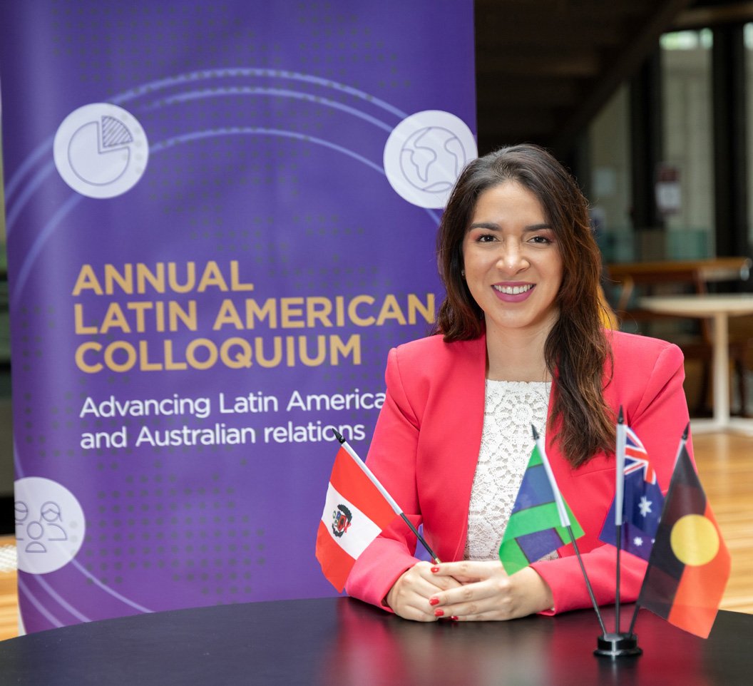 Martha holding the Peruvian flag