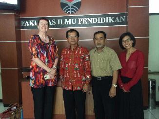 Dr Eileen Honan, Senior Lecturer, UQ School of Education, Prof Ahman, Dean of Faculty of Education, Universitas Pendidikan Indonesia, Vice Dean Universitas Pendidikan Indonesia and Ms Ratu Sovi Arinta, UQ Chief Representative Indonesia