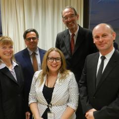Left to right: Professor Susanne Reindl-Krauskopf, Professor Paul Oberhammer (Dean of the Faculty of Law), Ms Gaia Puleston (First Secretary, Australian Embassy), Professor Heinz Fassmann (Deputy Vice Chancellor Research & International), and Professor Andreas Schloenhardt.