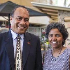 His Excellency Taneti Maamau with School of Economics Associate Professor Renuka Mahadevan.