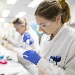 person in the laboratory testing
