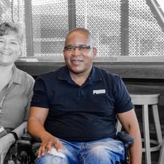 David Moatshe in his wheelchair at the 2021 International Sponsored Students Farewell Ceremony.