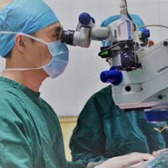 person using scientific equipment