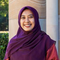 Ifa in hijab within UQ St Lucia Great Court