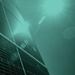 Warwick solar farm with teal overlay