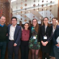L-R: Coach Camille Boileau, alumnus and former Jessuper Peter Rawlings, Benjamin Teng, Kate Cincotta, Keilin Anderson, Josephine Allan, Sophie Ryan, and Professor Anthony Cassimatis