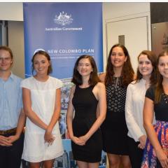 UQ students pictured with Australian Consul-General Paul Wilson, Rebecca Pope from the Australian Consulate General, and Tiffany Varoit from CISAustralia.