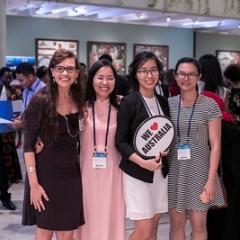 Phuong standing with Sponsored Student Regional Coordinator and two fellow students 