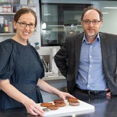 Associate Professor Heather Smyth and Professor Jason Stokes in QAAFI's sensory lab, where food testing is carried out.