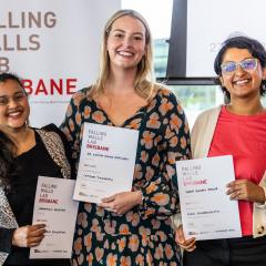 Falling Walls Lab Brisbane winners standing together and holding certificates