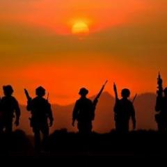 silhouette of soldiers 