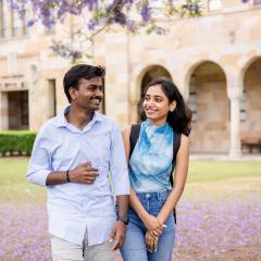 Students walking in the UQ Great Court